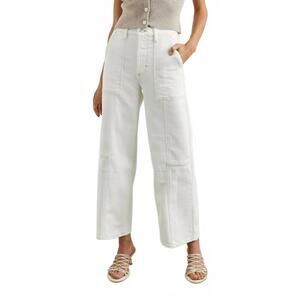 NEW RAILS getty crop utility pants in vintage ecru contrast stitch